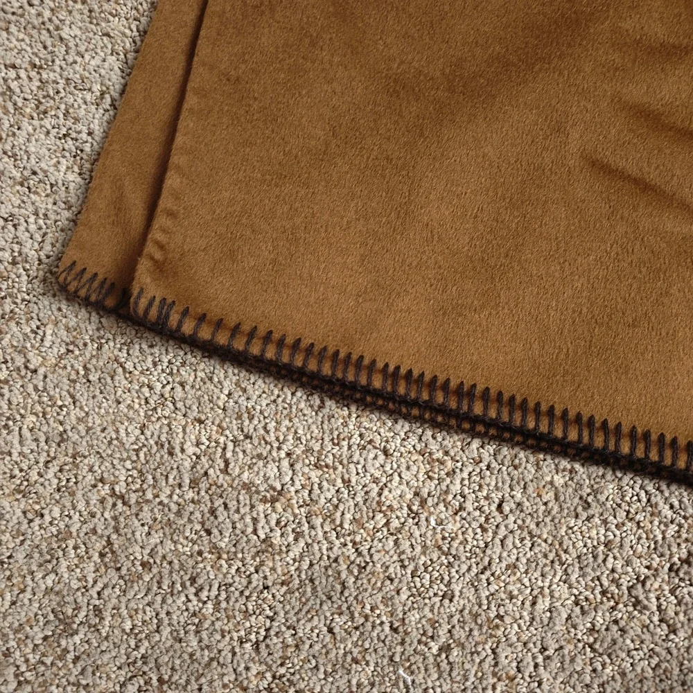 COS Women Camel Brown Wool Blend Cape Poncho Open‎ Front Sz OS